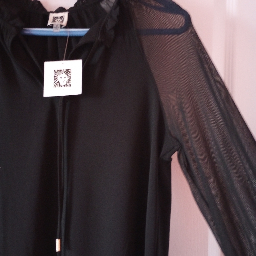 NWT Anne Klein Blouse Black - Picture 3 of 7